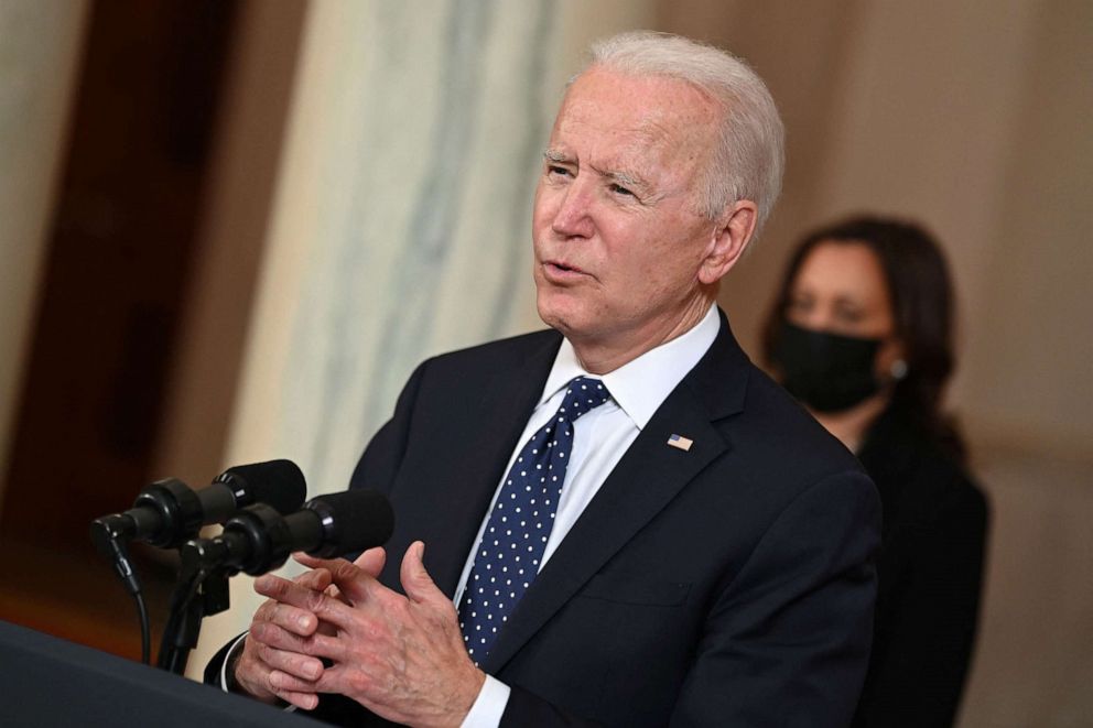 President Joe Biden delivers remarks on the guilty verdict against former police officer Derek Chauvin at the White House on April 20, 2021. 