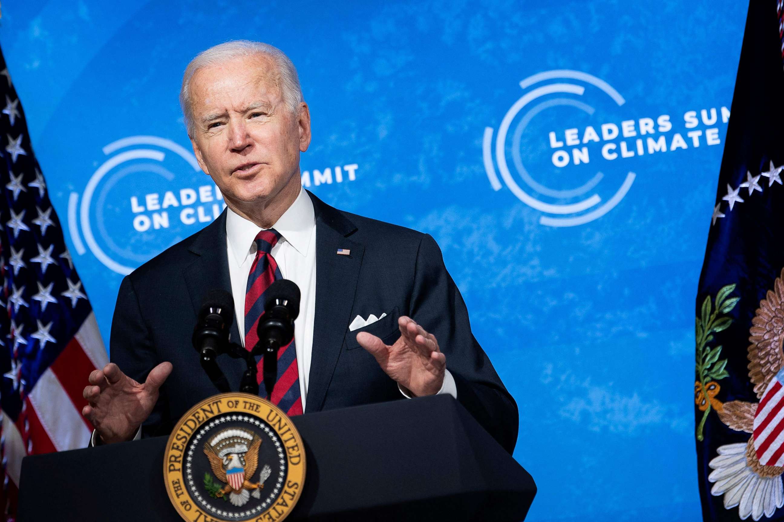 PHOTO: President Joe Biden speaks during a virtual climate summit on April 22, 2021.