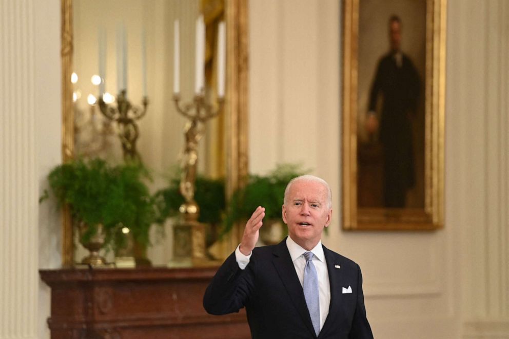 PHOTO: President Joe Biden speaks about COVID-19 vaccinations in the East Room of the White House in Washington, D.C., July 29, 2021.
