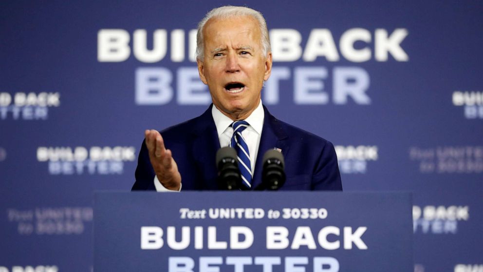 PHOTO: Democratic presidential candidate, former Vice President Joe Biden speaks at a campaign event at the Colonial Early Education Program at the Colwyck Training Center, in New Castle, Del.
