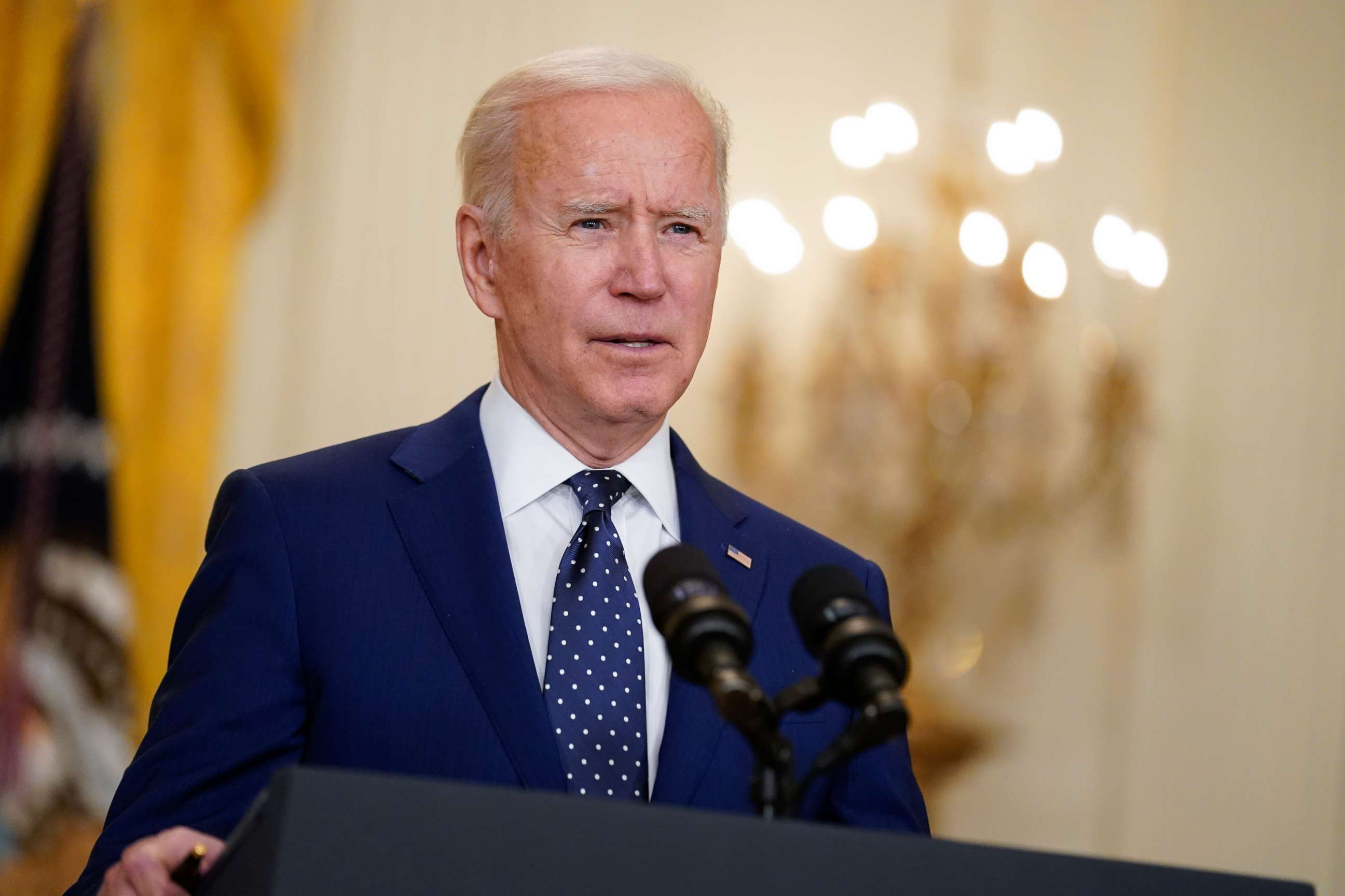 PHOTO: President Joe Biden speaks in the East Room of the White House in Washington, D.C. on April 15, 2021.
