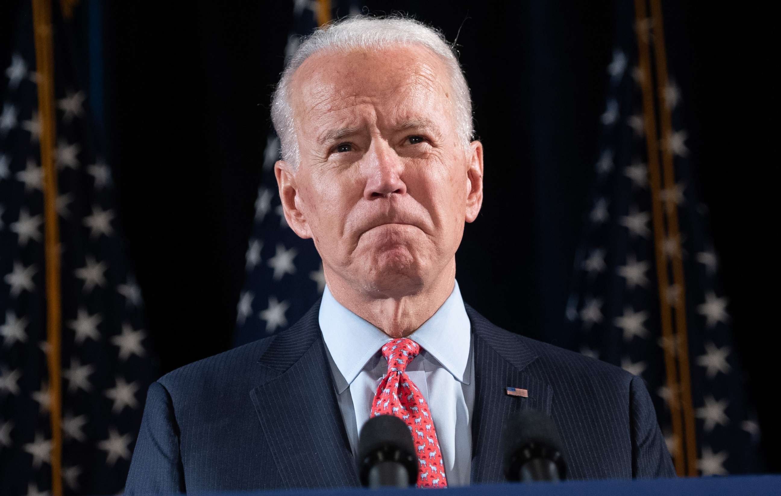 PHOTO: Joe Biden speaks about COVID-19 during a press event in Wilmington, Delaware, March 12, 2020. 