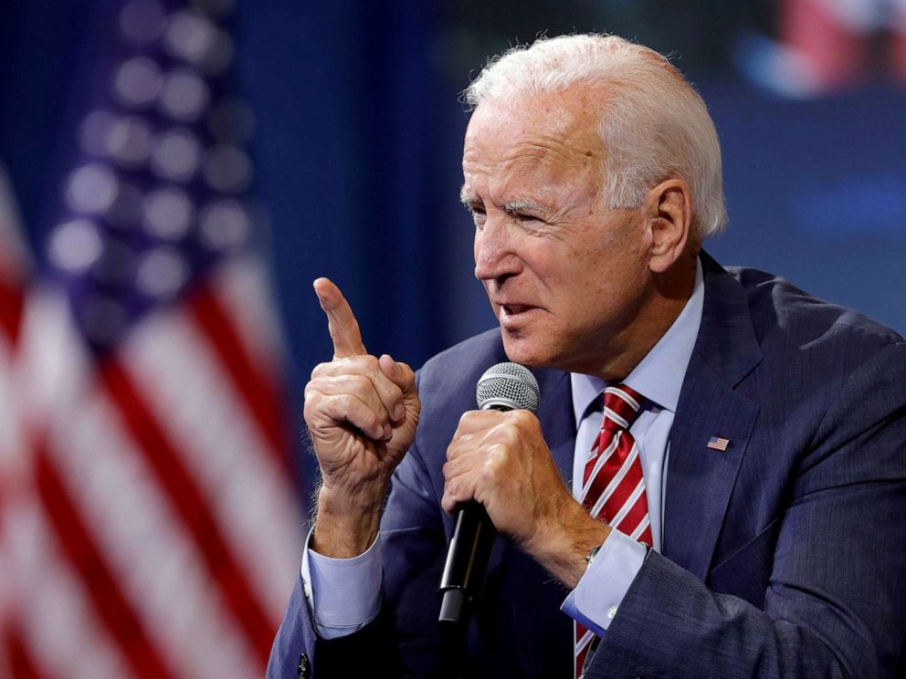 PHOTO: Democratic presidential candidate and former Vice President Joe Biden speaks during a forum held by gun safety organizations the Giffords group and March For Our Lives in Las Vegas, Oct. 2, 2019.