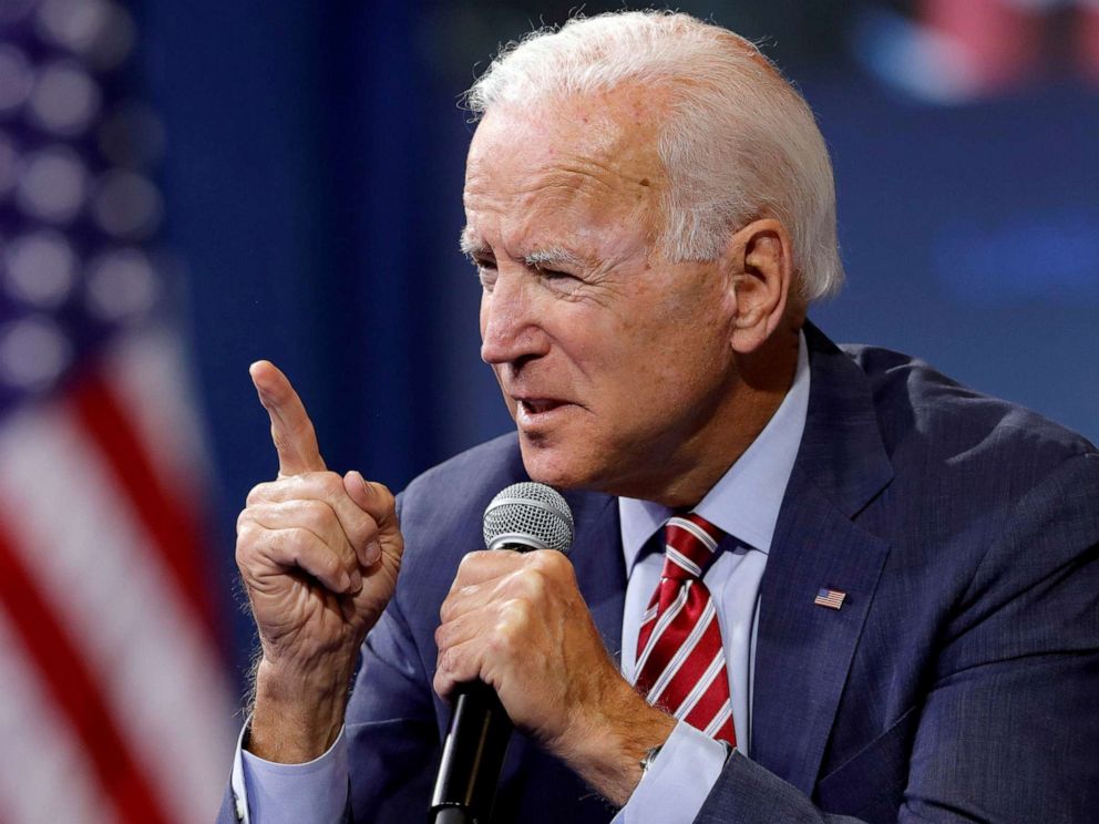 PHOTO: Democratic presidential candidate and former Vice President Joe Biden speaks during a forum held by gun safety organizations the Giffords group and March For Our Lives in Las Vegas, Oct. 2, 2019.