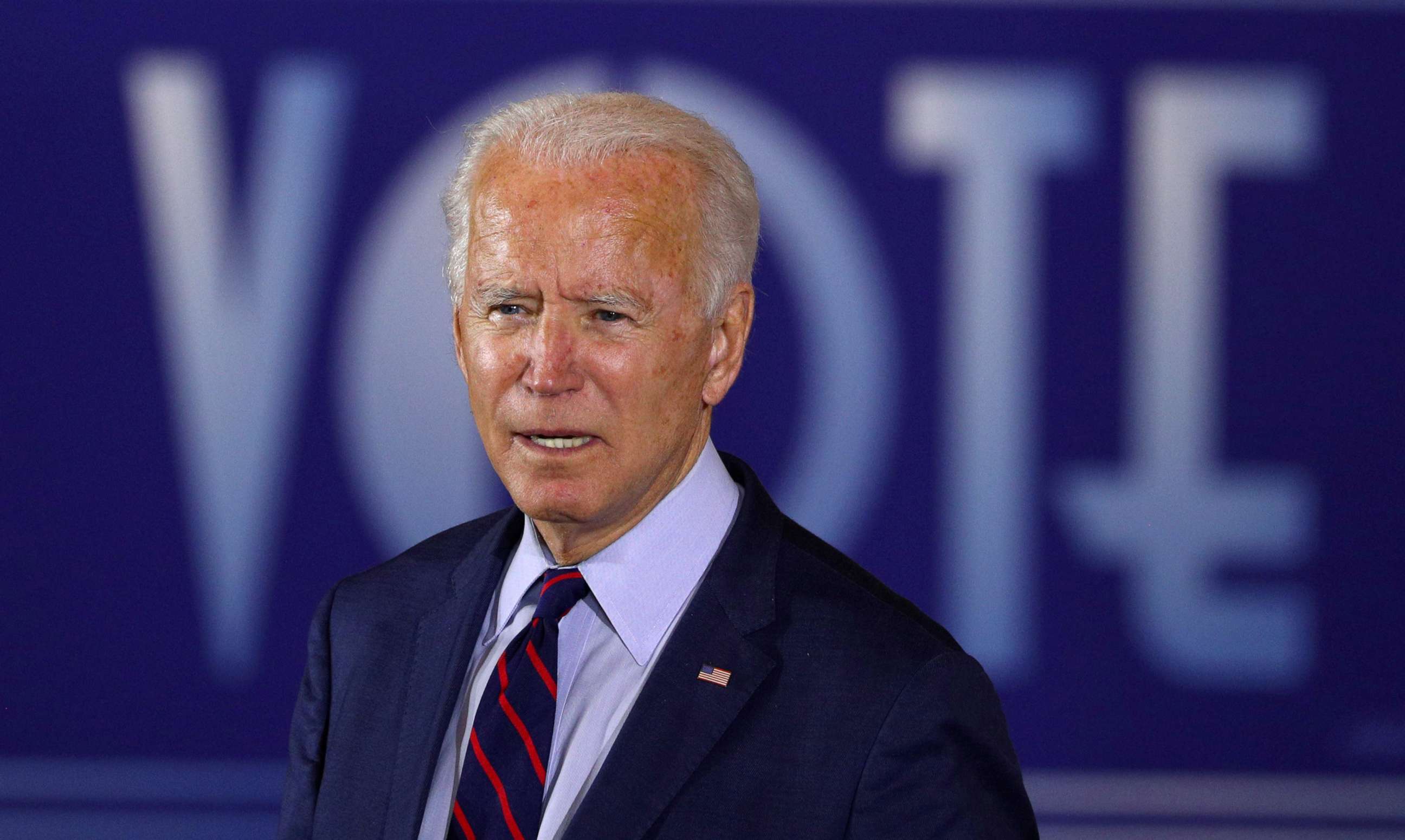 PHOTO: Democratic presidential candidate Joe Biden delivers remarks at a Voter Mobilization Event campaign stop at the Cincinnati Museum Center at Union Terminal in Cincinnati, Ohio, Oct. 12, 2020.