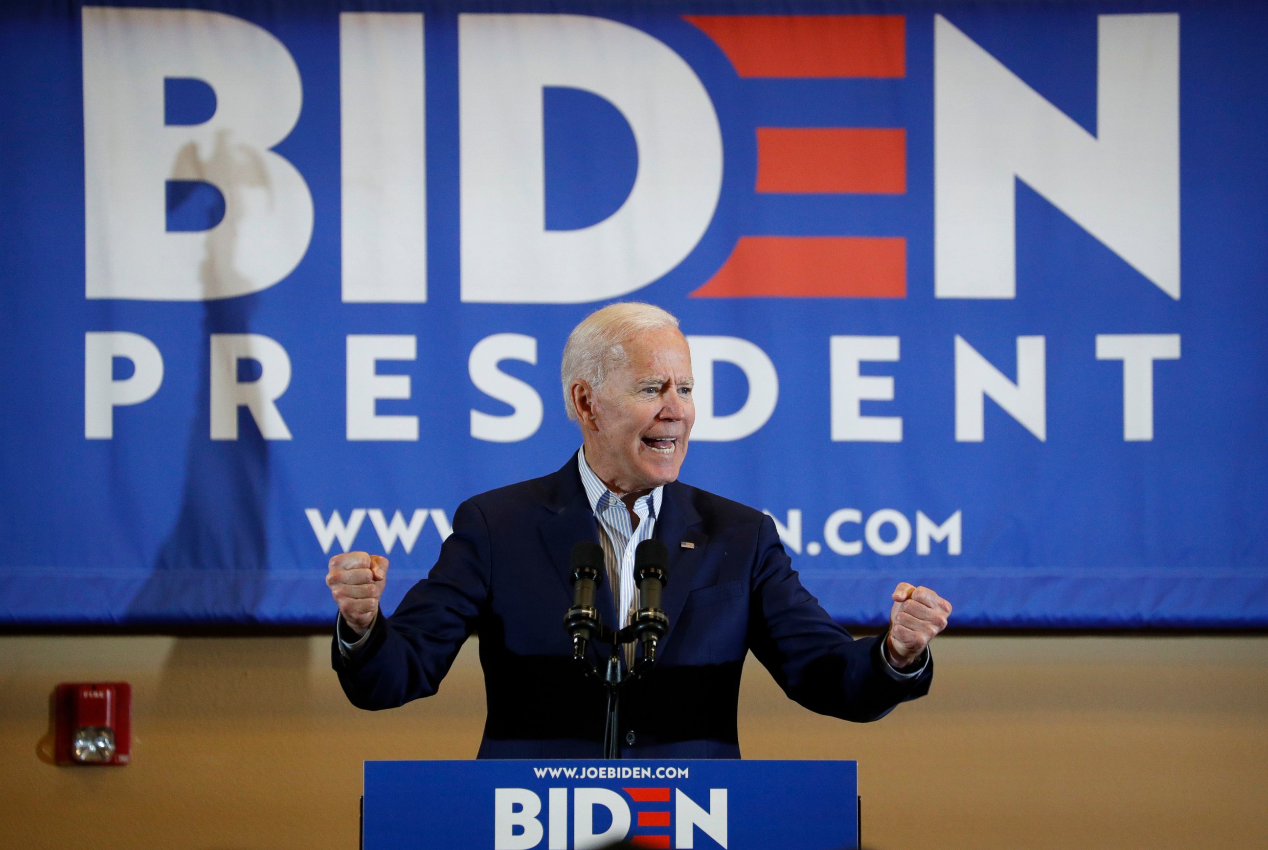 PHOTO: Former Vice President and Democratic presidential candidate Joe Biden speaks at a rally with members of a painters and construction union, Tuesday, May 7, 2019, in Henderson, Nev.