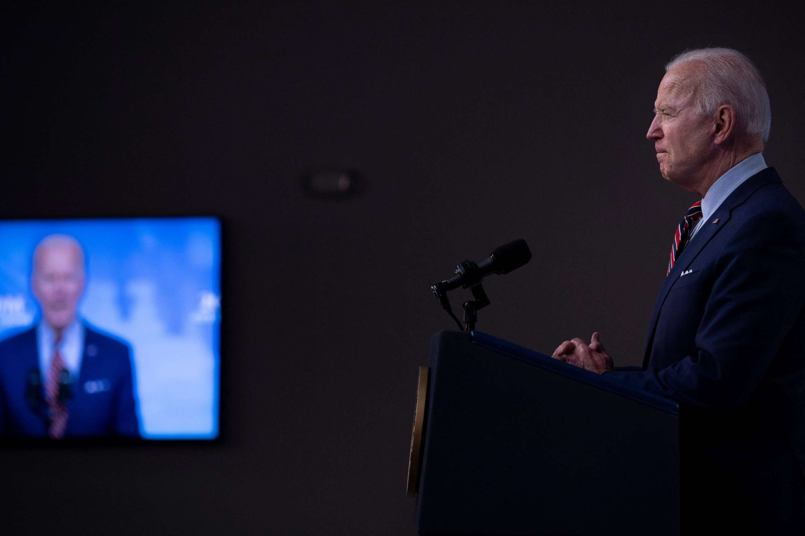 PHOTO: President Joe Biden delivers remarks at the White House complex on April 21, 2021 in Washington.