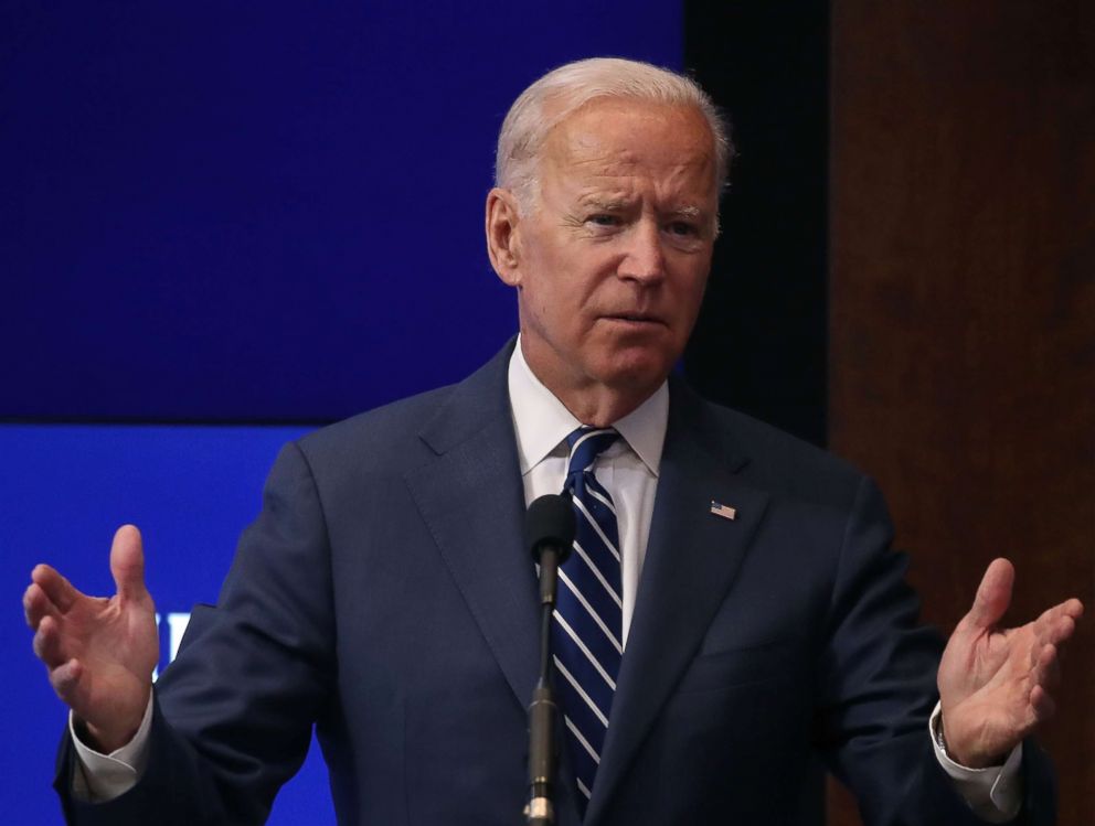 PHOTO: Former Vice President Joe Biden delivers a keynote address regarding the future of the middle class, at the Brookings Institution, on May 8, 2018 in Washington.