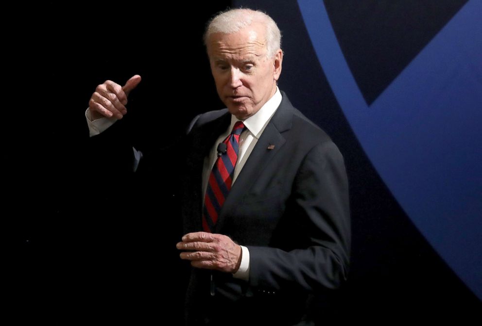 PHOTO: Former Vice president Joe Biden speaks at the University of Pennsylvania, Feb. 19, 2019, in Philadelphia.