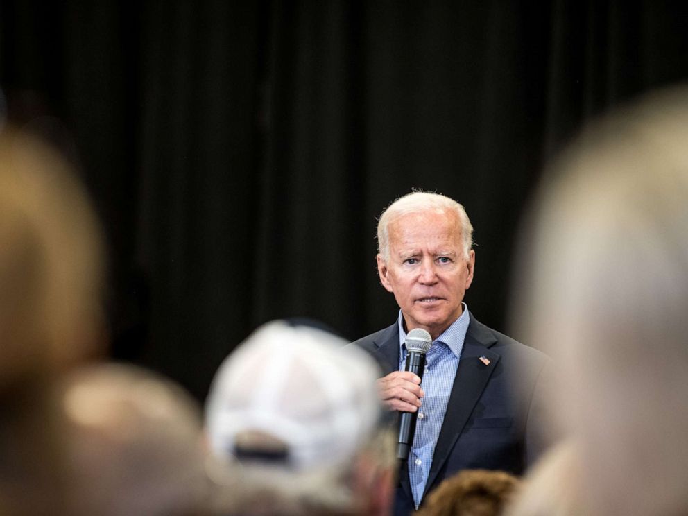 PHOTO: Democratic presidential candidate and former US Vice President Joe Biden addresses a crowd at a town hall event at Clinton College, Aug. 29, 2019, in Rock Hill, South Carolina.