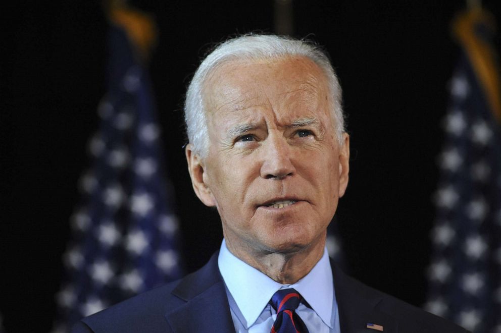 PHOTO: Democratic candidate for president, former Vice President Joe Biden makes remarks about the DNI Whistleblower Report as well as President Trump's ongoing abuse of power at the Hotel DuPont, Sept. 24, 2019, in Wilmington, Delaware.