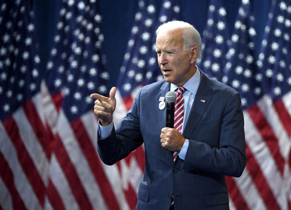 PHOTO: Democratic presidential candidate, former U.S. Vice President Joe Biden speaks during the 2020 Gun Safety Forum hosted by gun control activist groups Giffords and March for Our Lives at Enclave, Oct. 2, 2019, in Las Vegas.