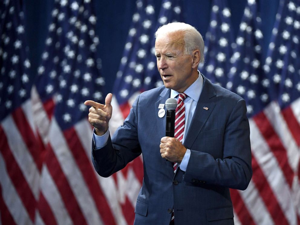 PHOTO: Democratic presidential candidate, former U.S. Vice President Joe Biden speaks during the 2020 Gun Safety Forum hosted by gun control activist groups Giffords and March for Our Lives at Enclave, Oct. 2, 2019, in Las Vegas.