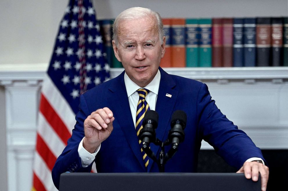 PHOTO: In this Aug. 24, 2022, file photo, President Joe Biden announces student loan relief, in the Roosevelt Room of the White House in Washington, D.C.