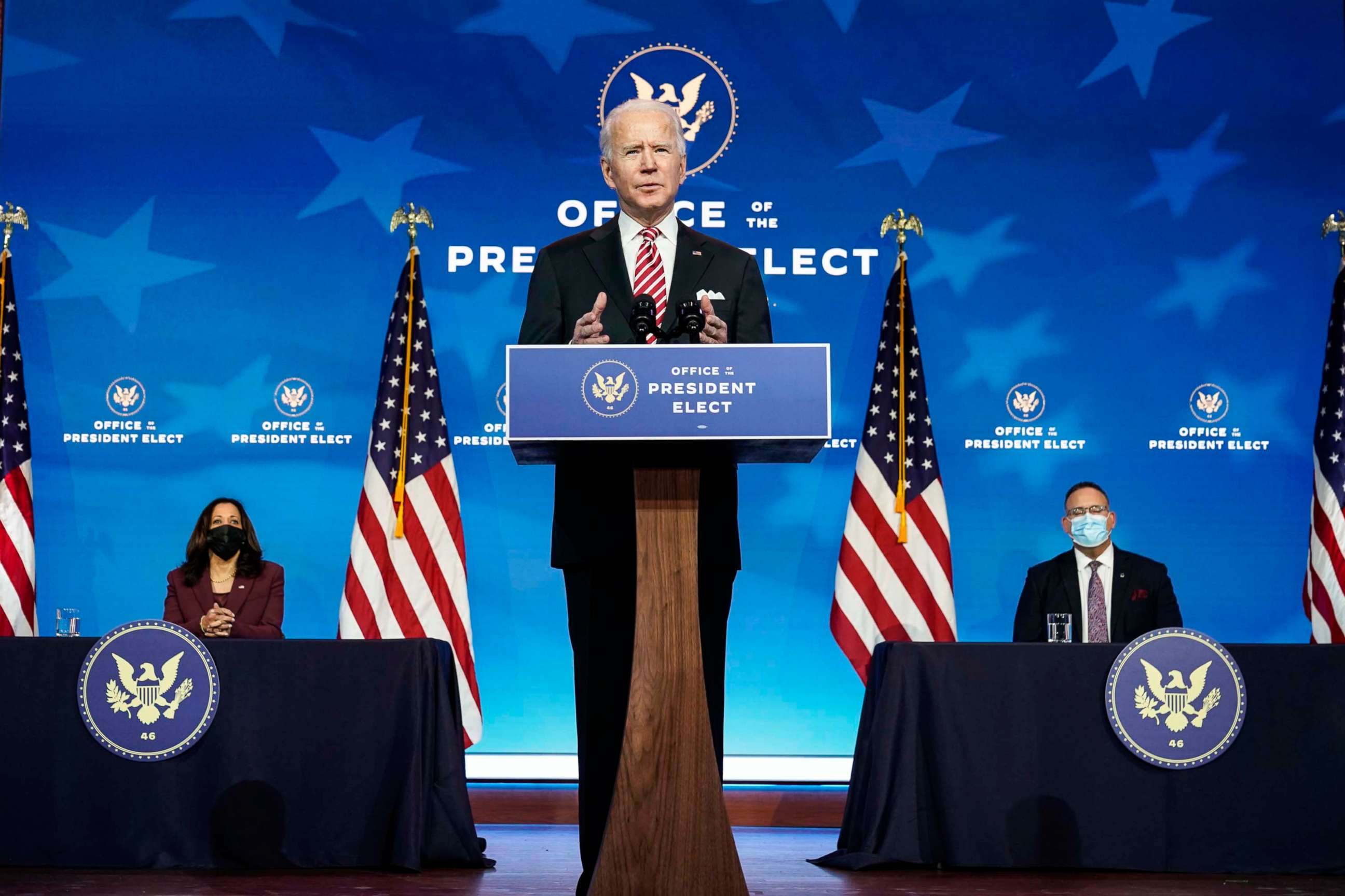 PHOTO: President-Elect Joe Biden speaks at a press conference on Dec. 23, 2020, in Wilmington, Del.