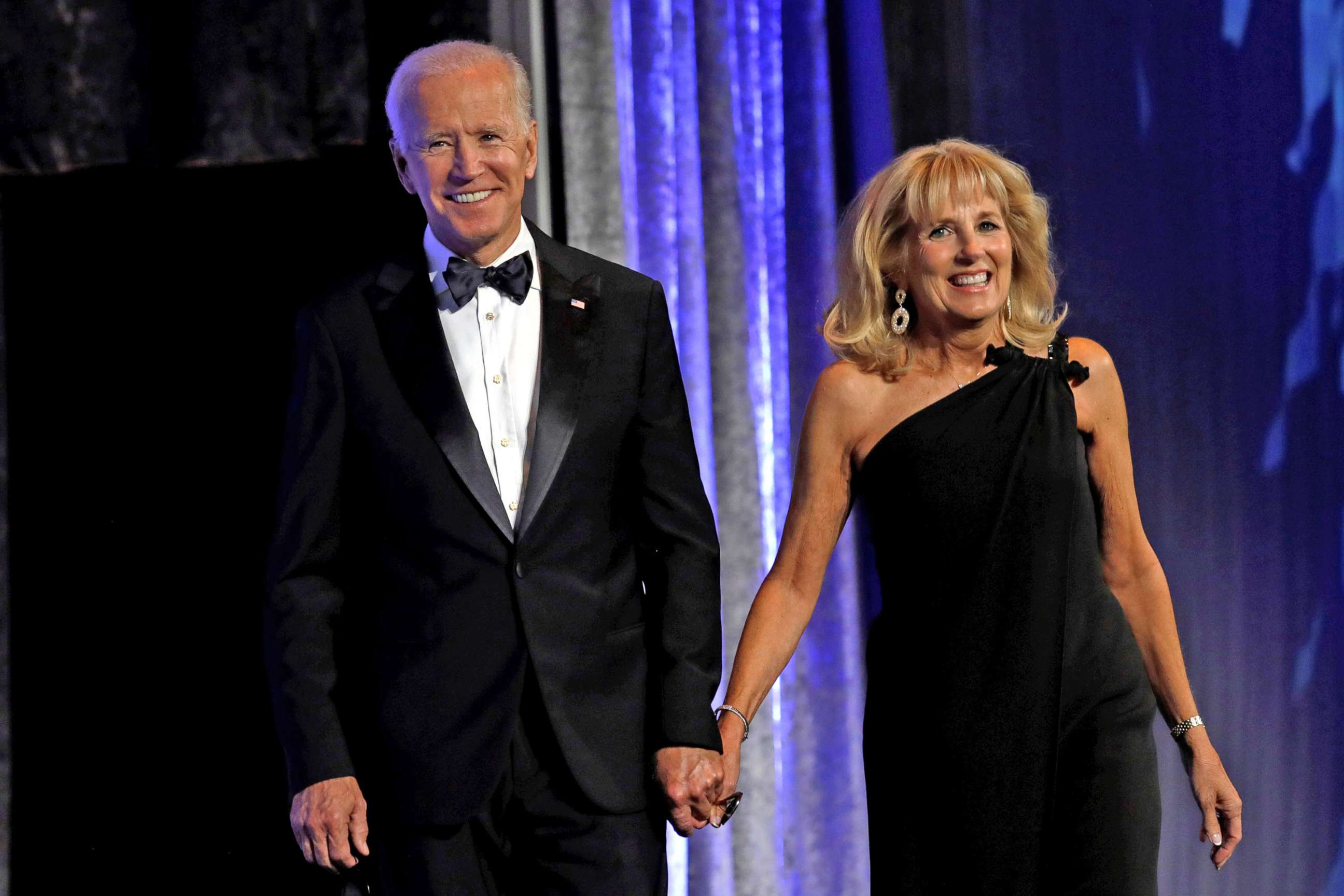 PHOTO: Former Vice President Joe Biden, with his wife Jill Biden, arrives to address the Human Rights Campaign dinner in Washington, D.C., Sept. 15, 2018.  