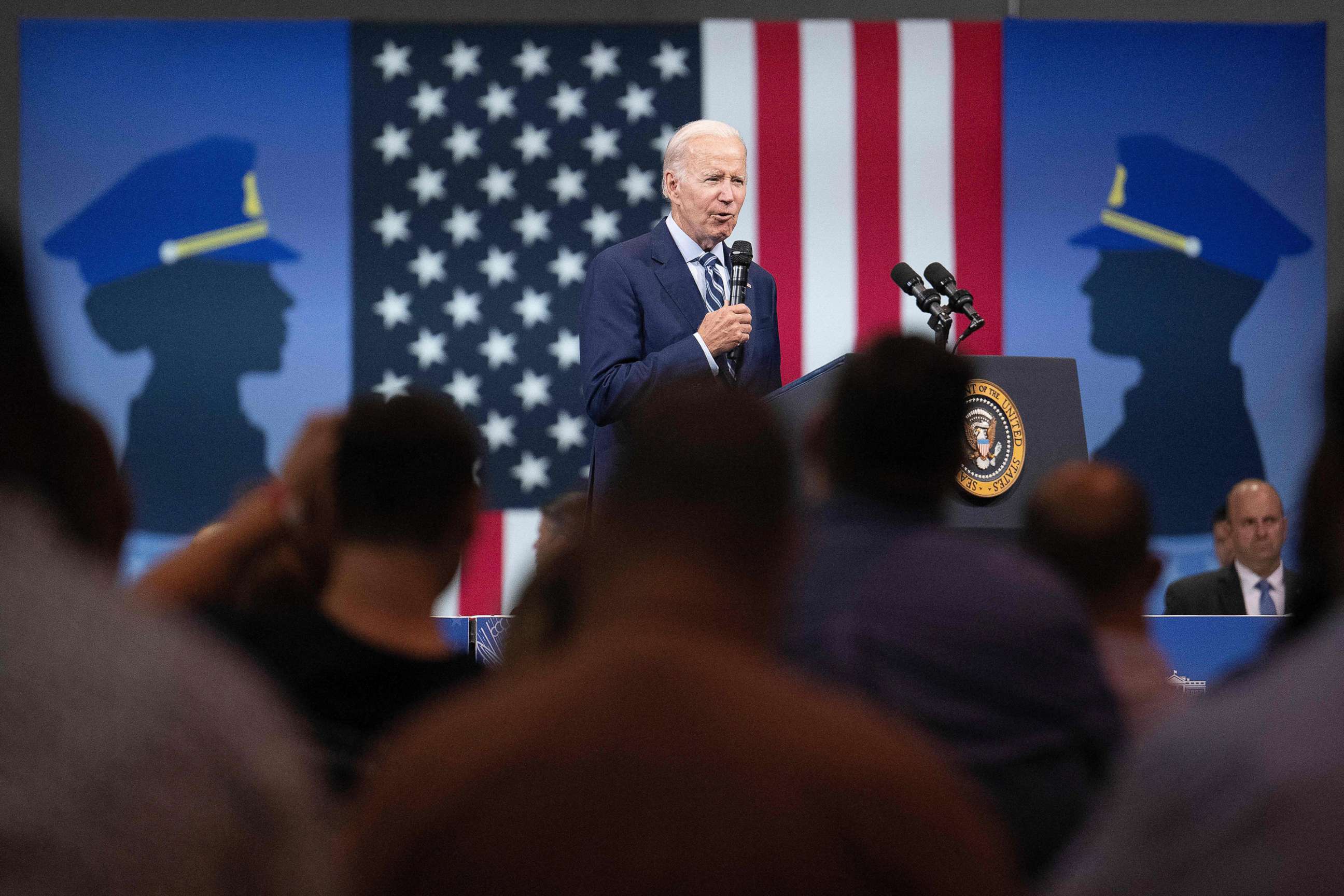 PHOTO: President Joe Biden speaks about the Safer America Plan at Wilkes University in Wilkes-Barre, Pa., on Aug. 30, 2022. 