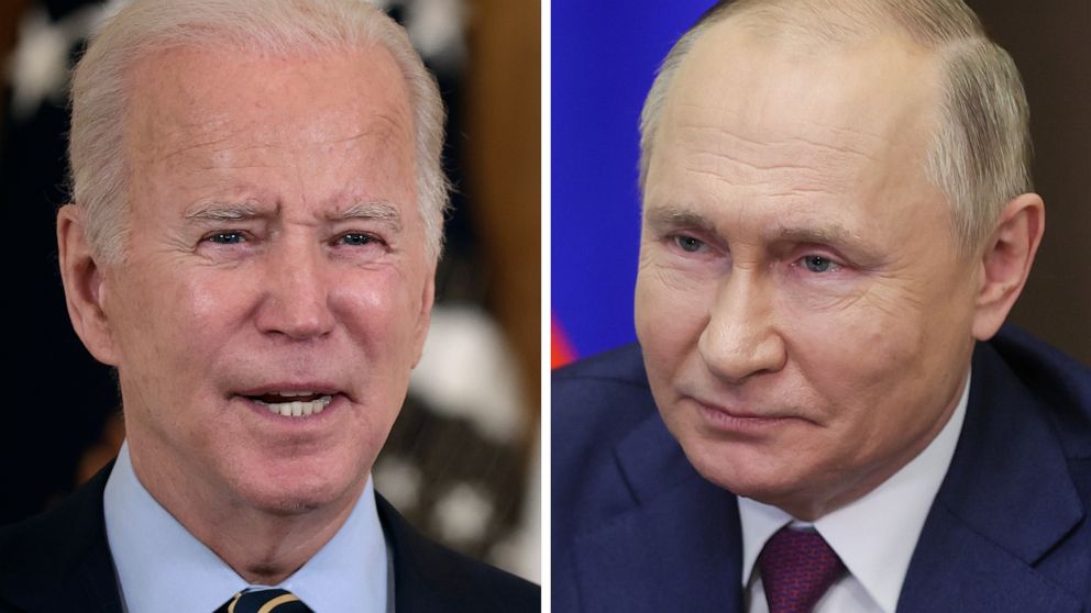 PHOTO: Presidents Joe Biden of the United States and Vladimir Putin of Russia are pictured in a composite file image.