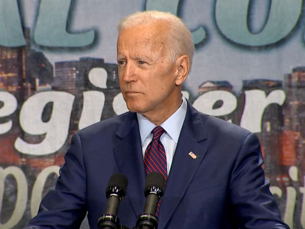 PHOTO: Joe Biden speaks at the Rainbow Push Coalition conference in Chicago, June 28, 2019.