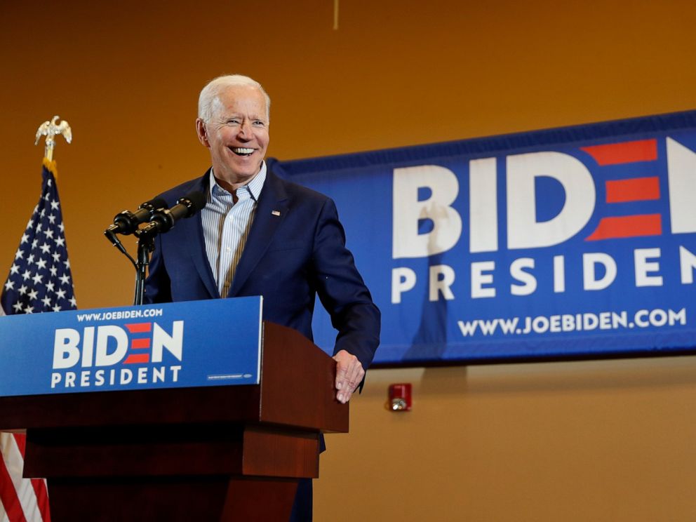 PHOTO: Former Vice President and Democratic presidential candidate Joe Biden speaks at a rally with members of a painters and construction union, Tuesday, May 7, 2019, in Henderson, Nev.