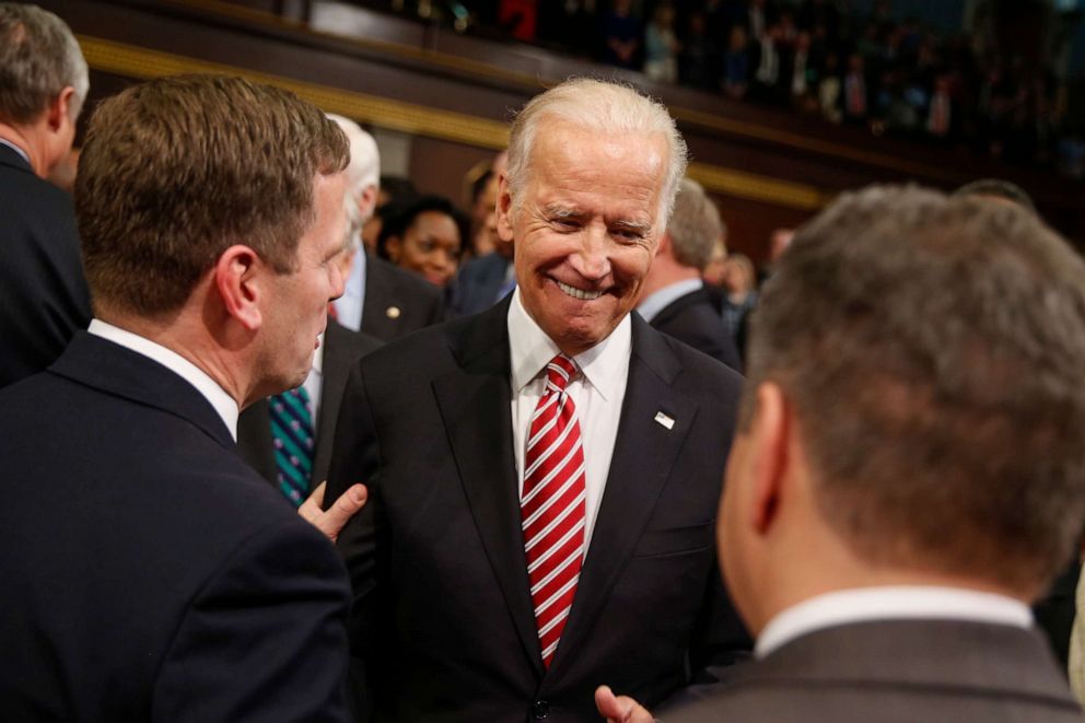 PHOTO: Vice President Joe Biden arrives before the State of the Union address to a joint session of Congress on Capitol Hill in Washington, Jan. 12, 2016.