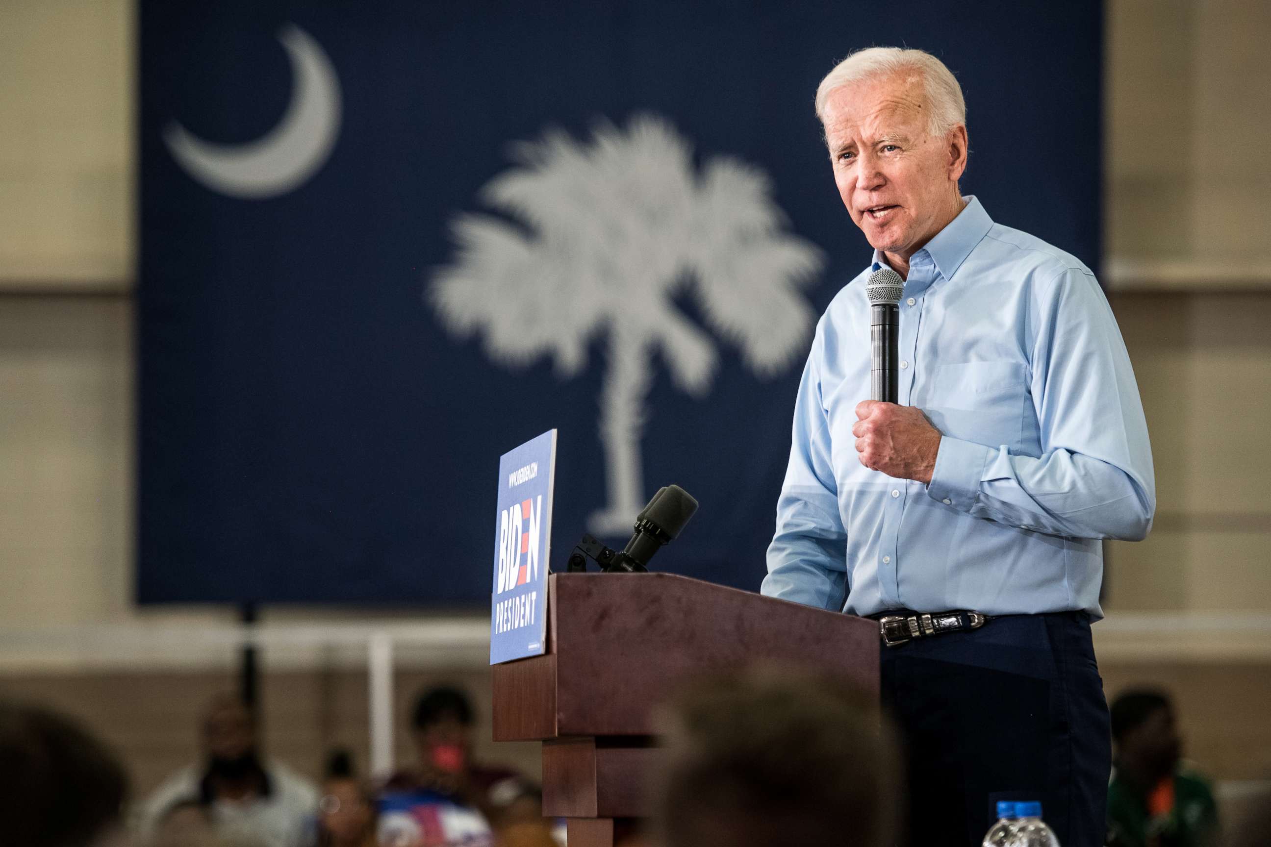 PHOTO: Democratic presidential candidate Joe Biden addresses a crowd at the Hyatt Park community center, May 4, 2019, in Columbia, South Carolina.