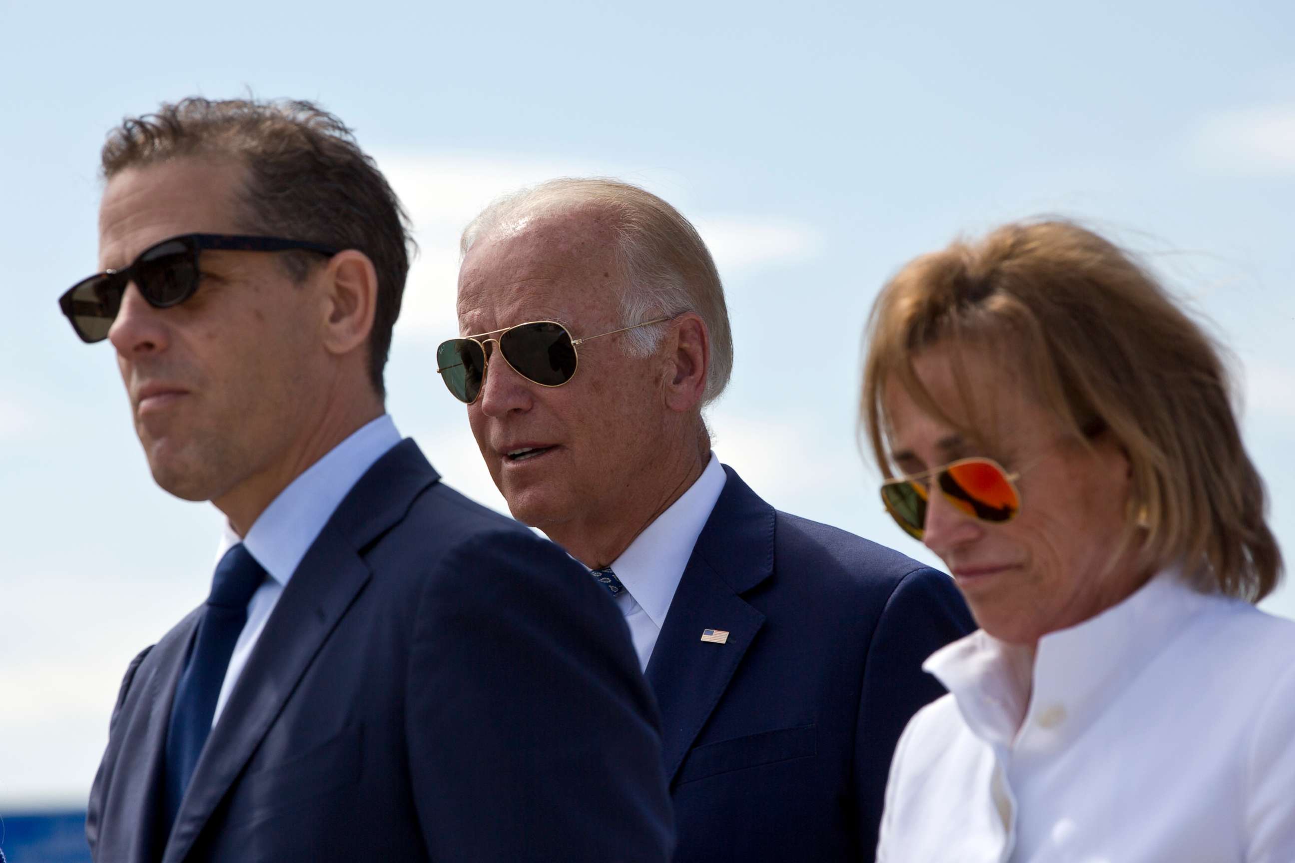 PHOTO: Hunter Biden and Joe Biden attend a ceremony to name a national road after Joseph R. "Beau" Biden III, in the village of Sojevo, Kosovo, on Aug. 17, 2016.