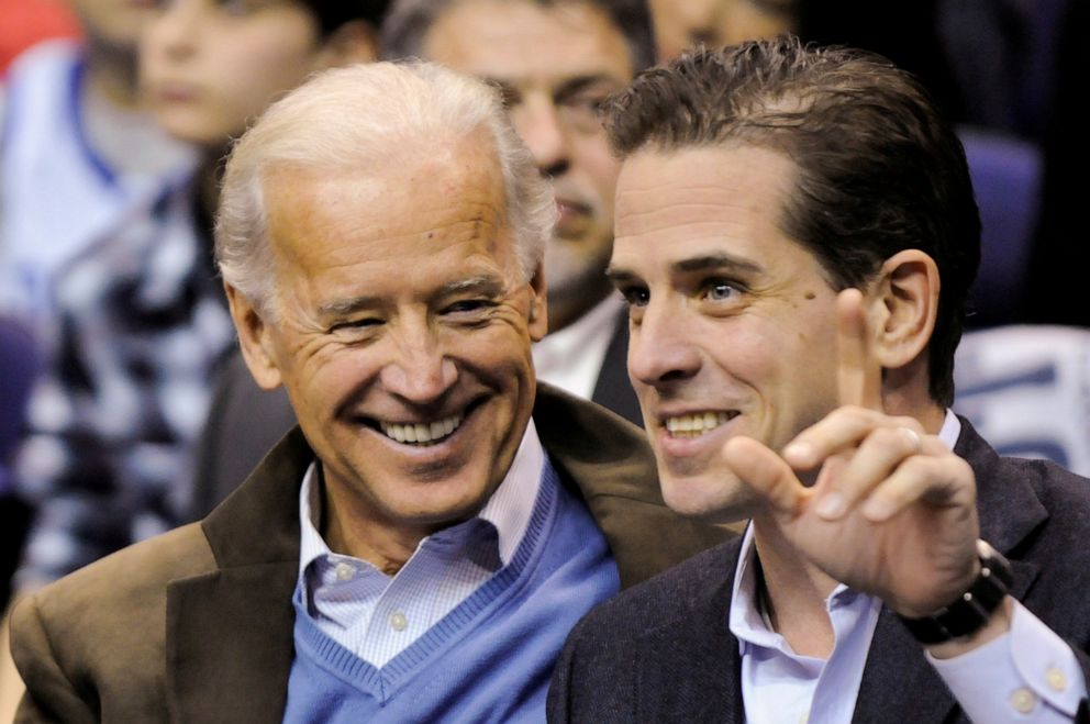 PHOTO: Vice President Joe Biden and his son Hunter Biden attend an NCAA basketball game between Georgetown University and Duke University in Washington, Jan. 30, 2010. 