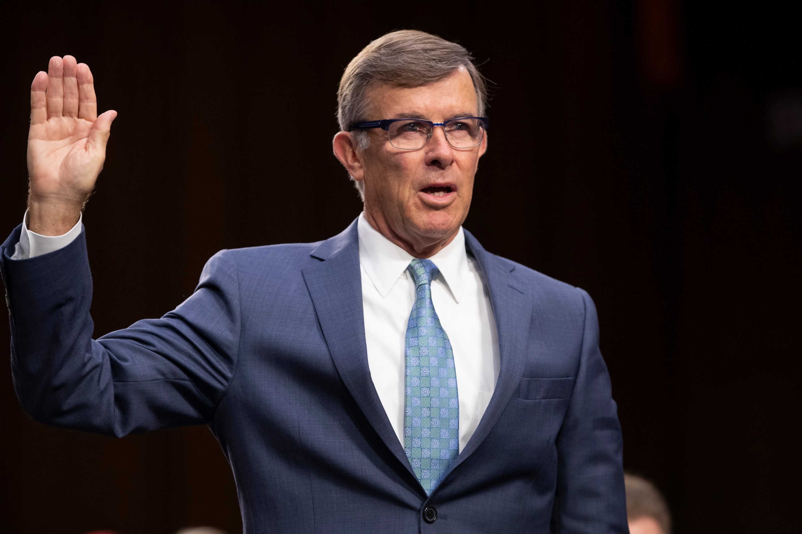 PHOTO: In this July 25, 2018, file photo, retired Vice Adm. Joseph Maguire and now current director of the National Counterterrorism Center, appears before the Senate Intelligence Committee on Capitol Hill in Washington.