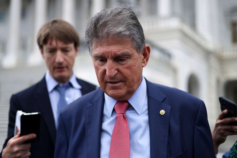 PHOTO: Sen. Joe Manchin leaves the U.S. Capitol after a vote June 10, 2021 in Washington, DC.