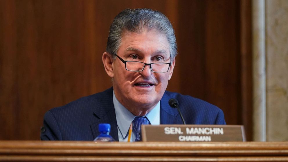 PHOTO: Sen. Joe Manchin gives opening remarks at the confirmation hearing for Rep. Debra Haaland during her confirmation hearing before the Senate Committee on Energy and Natural Resources, at the U.S. Capitol on Feb. 24, 2021, in Washington, DC.