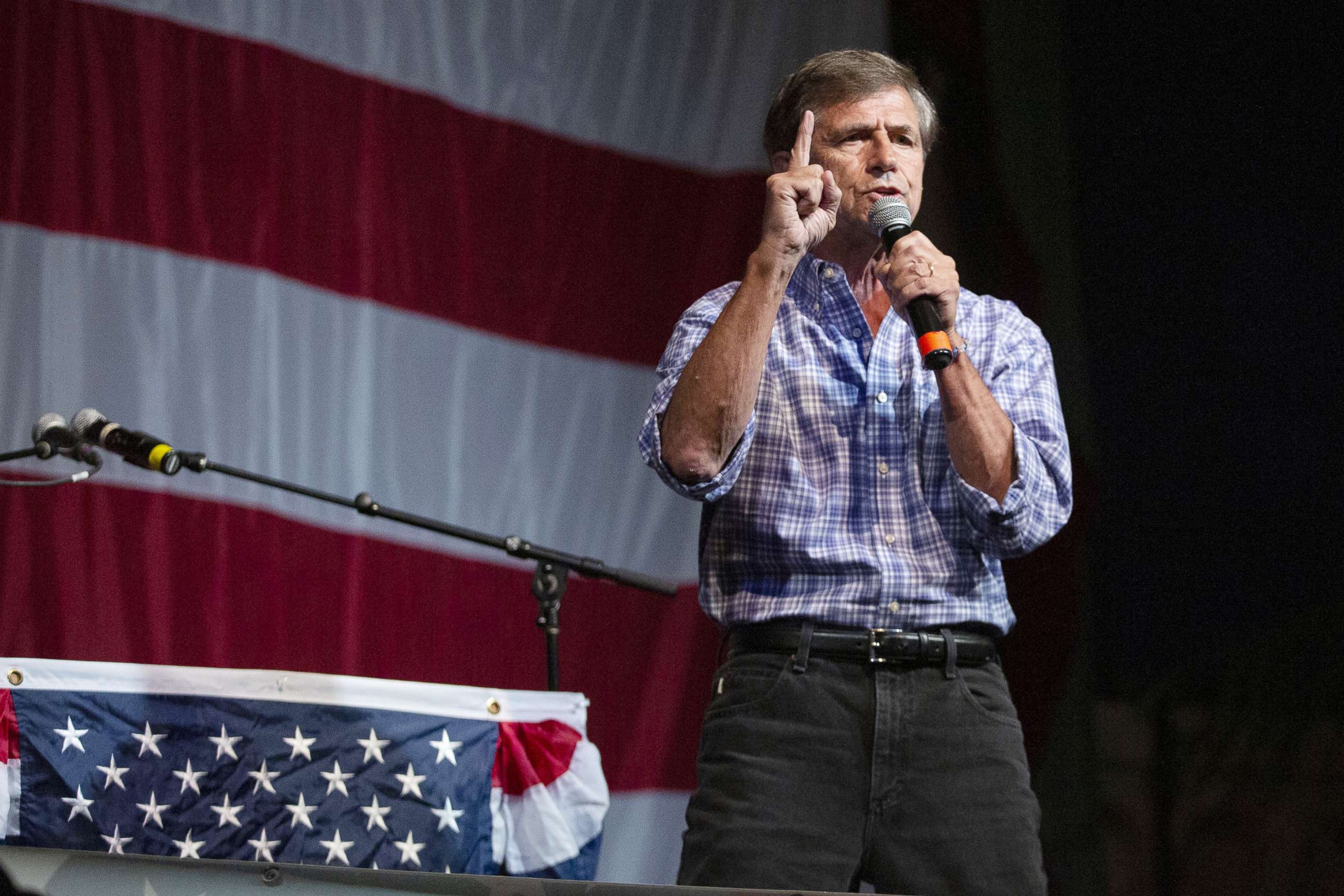 PHOTO: Joe Sestak, former Representative from Pennsylvania and 2020 presidential candidate, speaks during the Democratic Wing Ding event in Clear Lake, Iowa, Aug. 9, 2019.