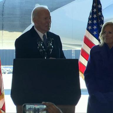 Former President Joe Biden spoke to supporters at Joint Base Andrews before departing Washington, D.C.