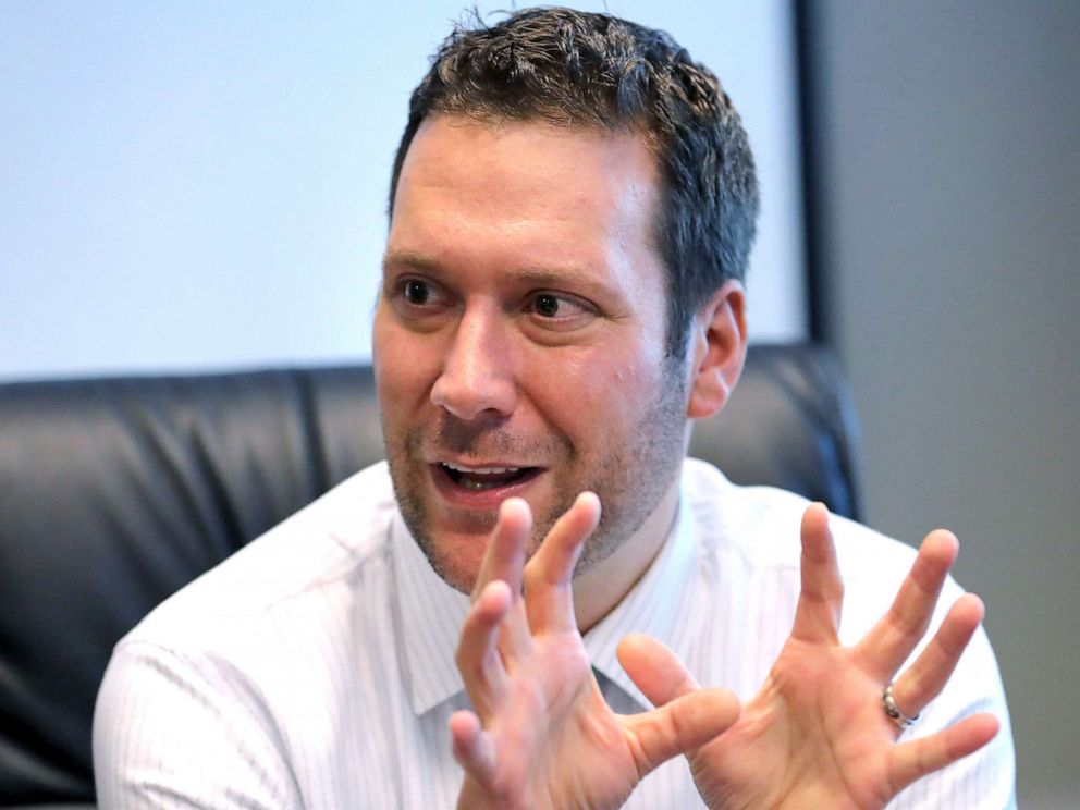 PHOTO: Former Seminole County tax collector Joel Greenberg talks to the Orlando Sentinel during an interview at his office in Lake Mary, Fla., in Sept., 2019. 