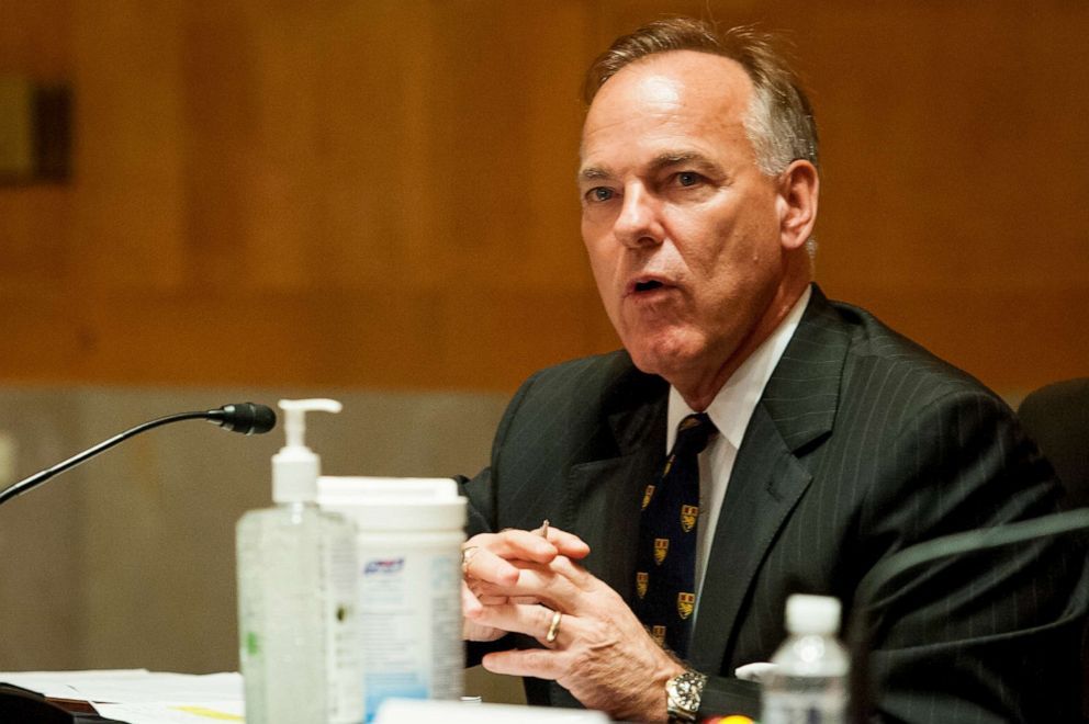 PHOTO: Nominee John M. Barger appears before a US Senate Committee on Homeland Security and Governmental Affairs during a nominations hearing in the Dirksen Senate Office Building on Capitol Hill in Washington, DC., Sept. 9, 2020.