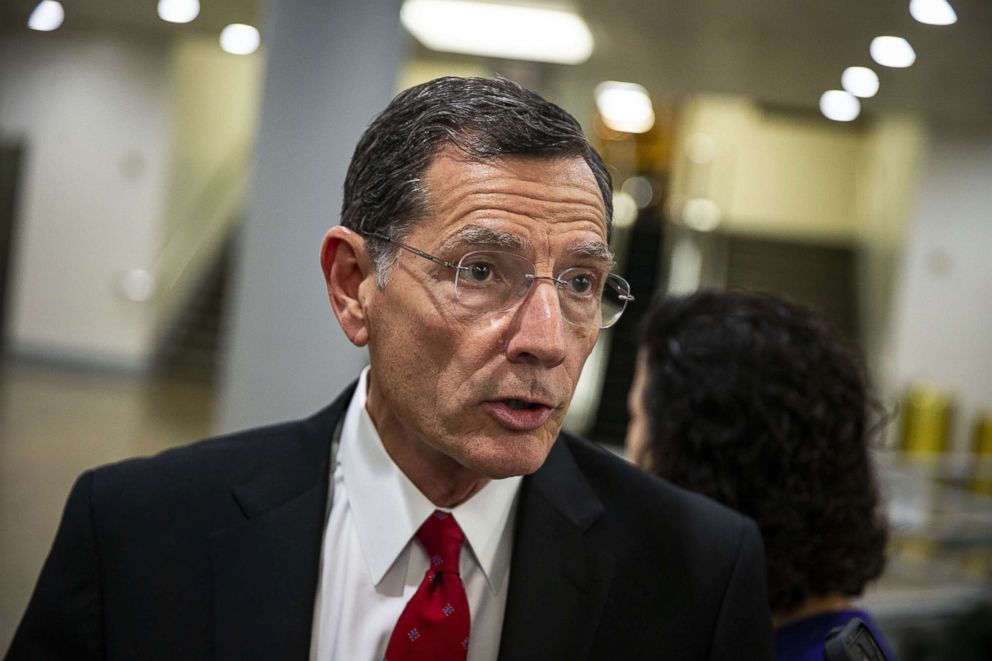 PHOTO: Senator John Barrasso speaks with members of the media on Capitol Hill in Washington, D.C., June 27, 2018.