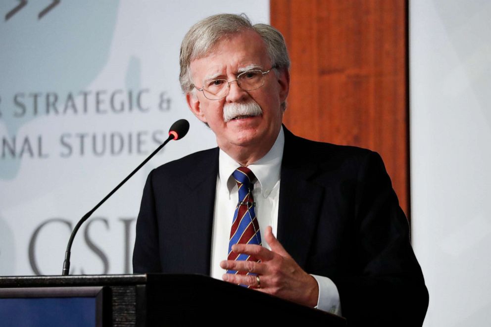 PHOTO: Former National security adviser John Bolton speaking at the Center for Strategic and International Studies in Washington, Sept. 30, 2019.