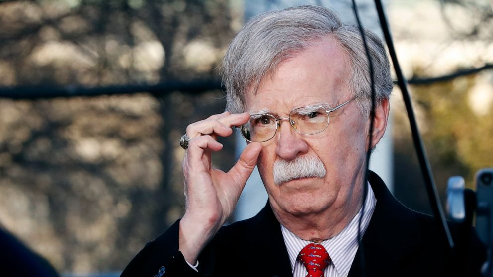 PHOTO: National security adviser John Bolton adjusts his glasses before an interview at the White House in Washington, March 5, 2019.