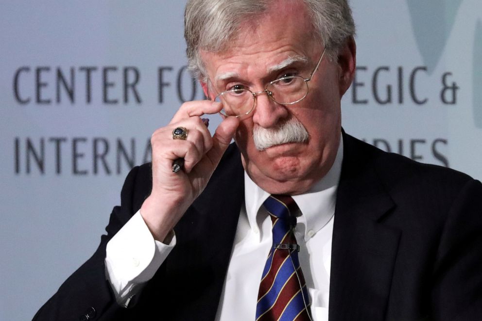 PHOTO: White House former national security advisor John Bolton delivers remarks on North Korea at the Center for Strategic and International Studies think tank in Washington, Sept. 30, 2019. 