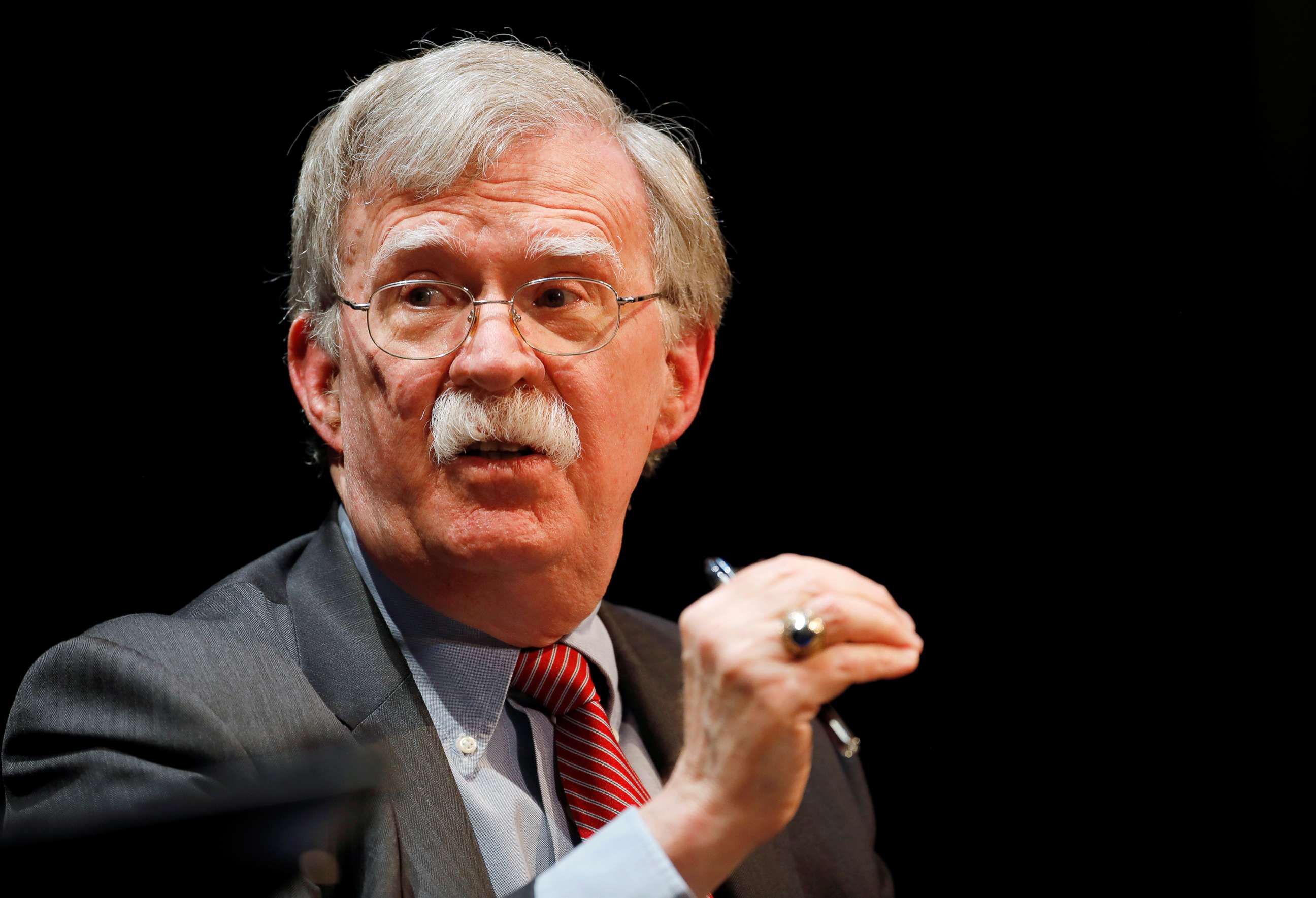 PHOTO: Former U.S. national security advisor John Bolton speaks during his lecture at Duke University in Durham, NC., Feb. 17, 2020.