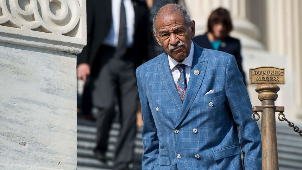 Rep. John Conyers, D-Mich., walks down the House steps after voting in the Capitol, Nov. 3, 2017, in Washington.