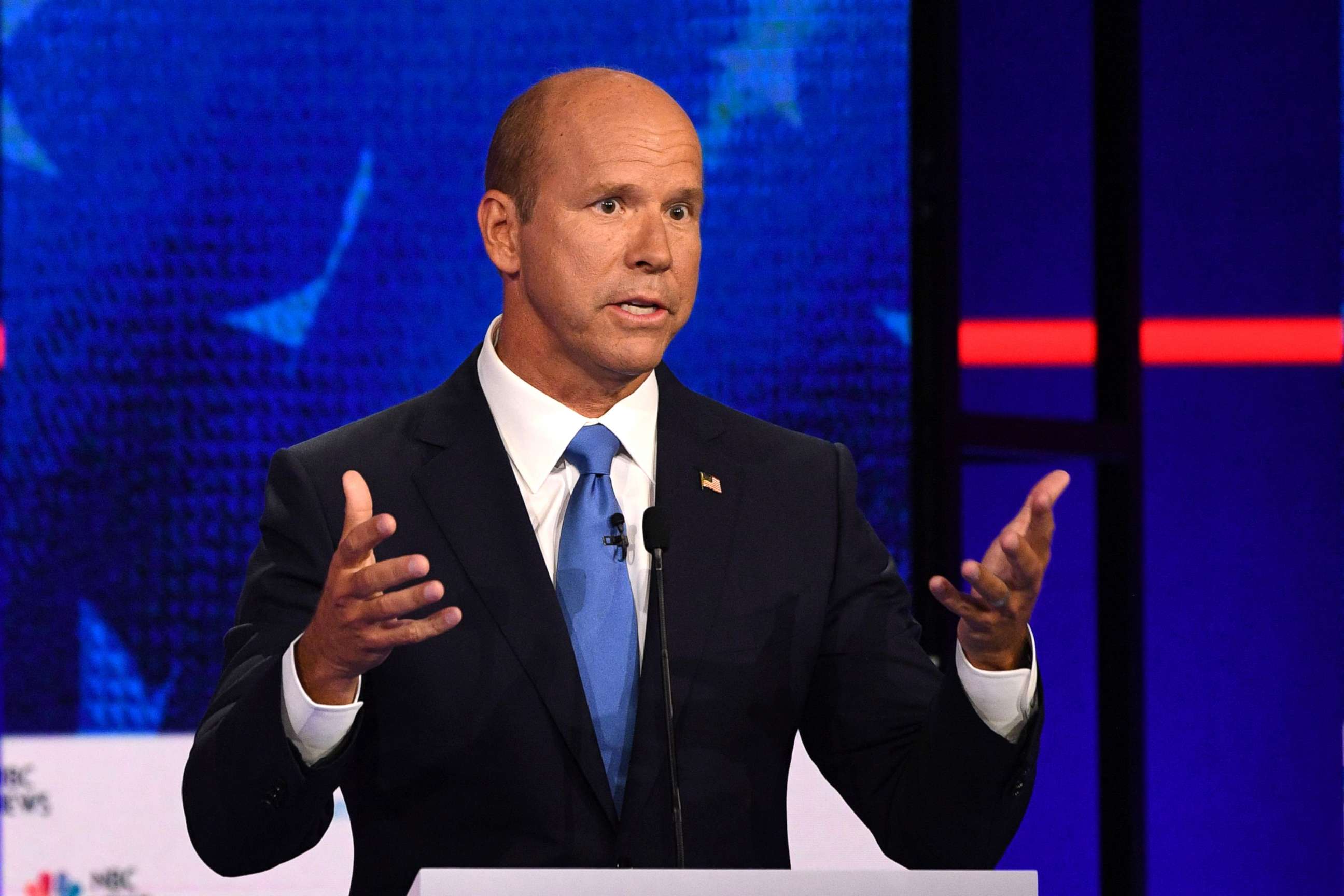 PHOTO: John Delaney participates in the first Democratic primary debate hosted by NBC News at the Adrienne Arsht Center for the Performing Arts in Miami, Florida, June 26, 2019.