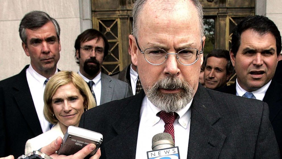 PHOTO: John Durham, a federal prosecutor in Connecticut, speaks to reporters on the steps of U.S. District Court in New Haven, Conn. in this April 25, 2006 file photo.
