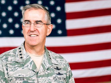 PHOTO: Gen. John E. Hyten, U.S. Strategic Command commander, stands in front of a flag at Minot Air Force Base, N.D., June 6, 2016.
