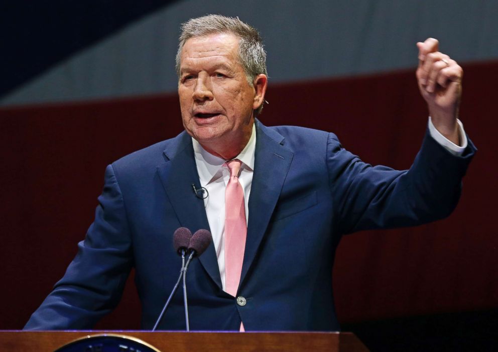 PHOTO: Ohio Gov. John Kasich speaks during the Ohio State of the State address in the Fritsche Theater at Otterbein University in Westerville, Ohio, March 6, 2018.