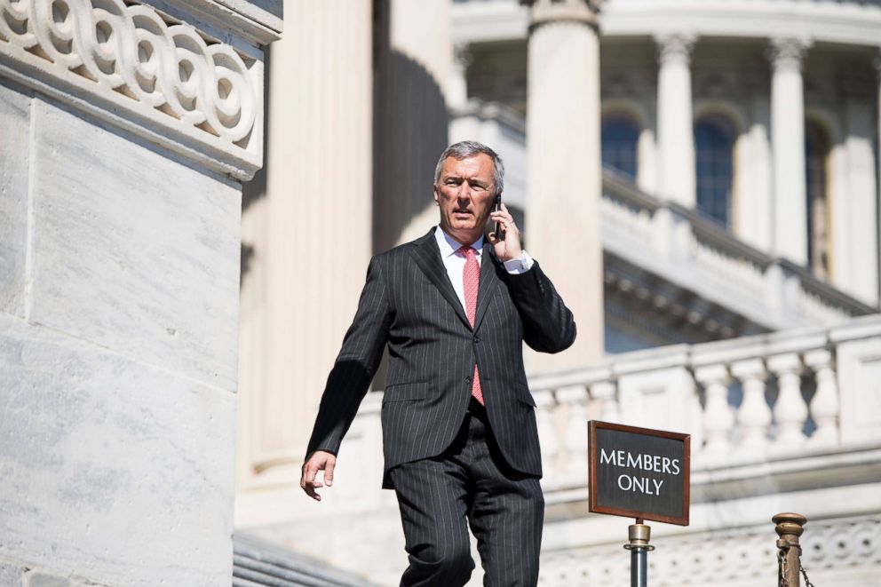PHOTO: Rep. John Katko walks down the House steps after final votes of the week in the Capitol, March 8, 2018, in Washington.