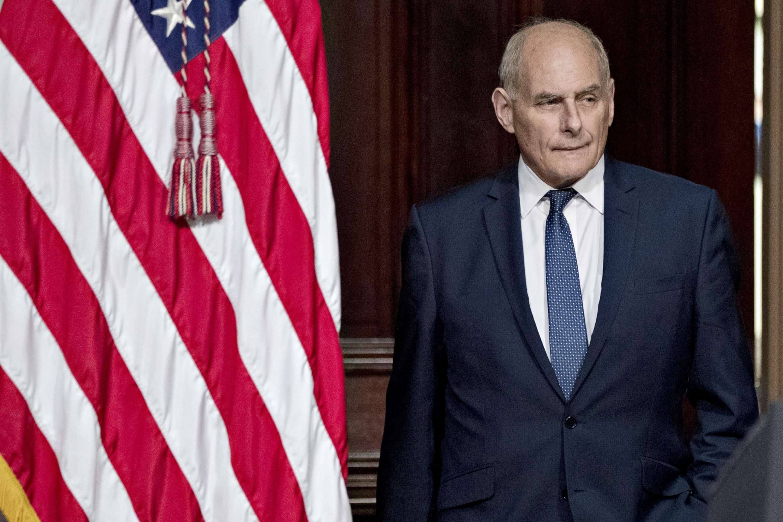 PHOTO: John Kelly, White House chief of staff, attends an Interagency Task Force to Monitor and Combat Trafficking in Persons annual meeting in Washington, D.C. in this Oct. 11, 2018 file photo.