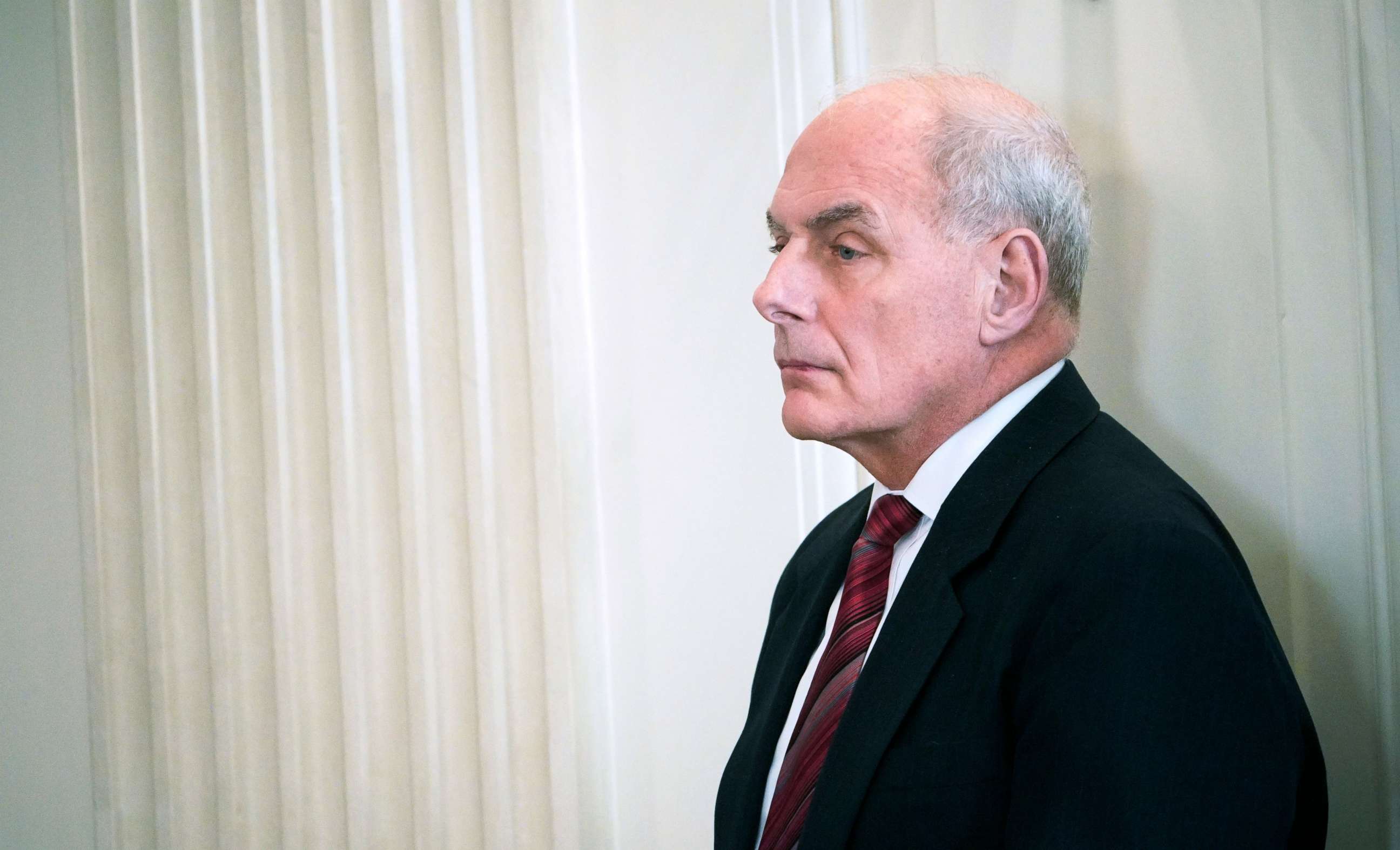 PHOTO: White House Chief of Staff John Kelly is seen before the 2018 White House business session with governors in the State Dining Room of the White House, Feb. 26, 2018, in Washington.