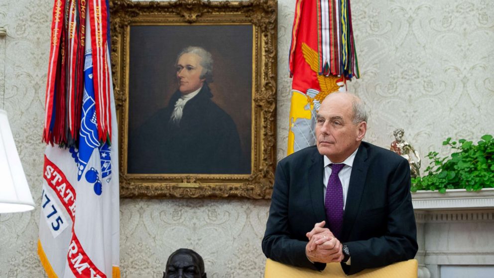 PHOTO: White House Chief of Staff John Kelly stands in the Oval Office of the White House in Washington, Nov. 16, 2018.