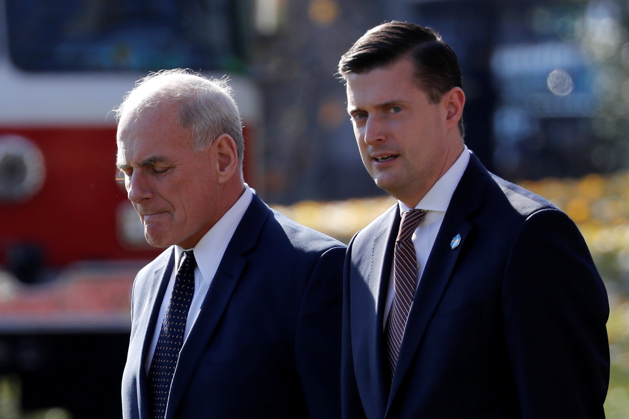 PHOTO: White House Chief of Staff John Kelly walks with White House Staff Secretary Rob Porter in Washington, Nov. 29, 2017.